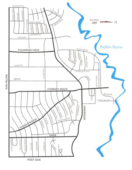 Map of Tanglewood area - Houston