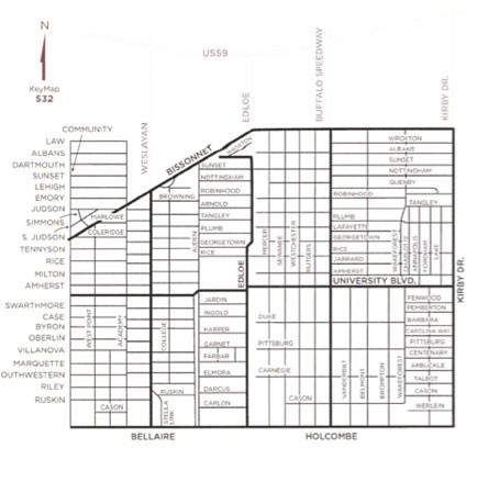 Real Estate - Homes Map of West University area - Houston real estate and homes area